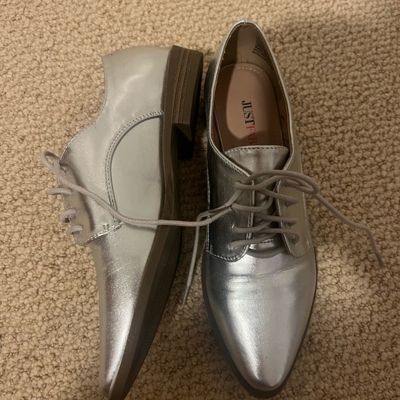 Silver Just Fab Loafers - Picture 2 of 7